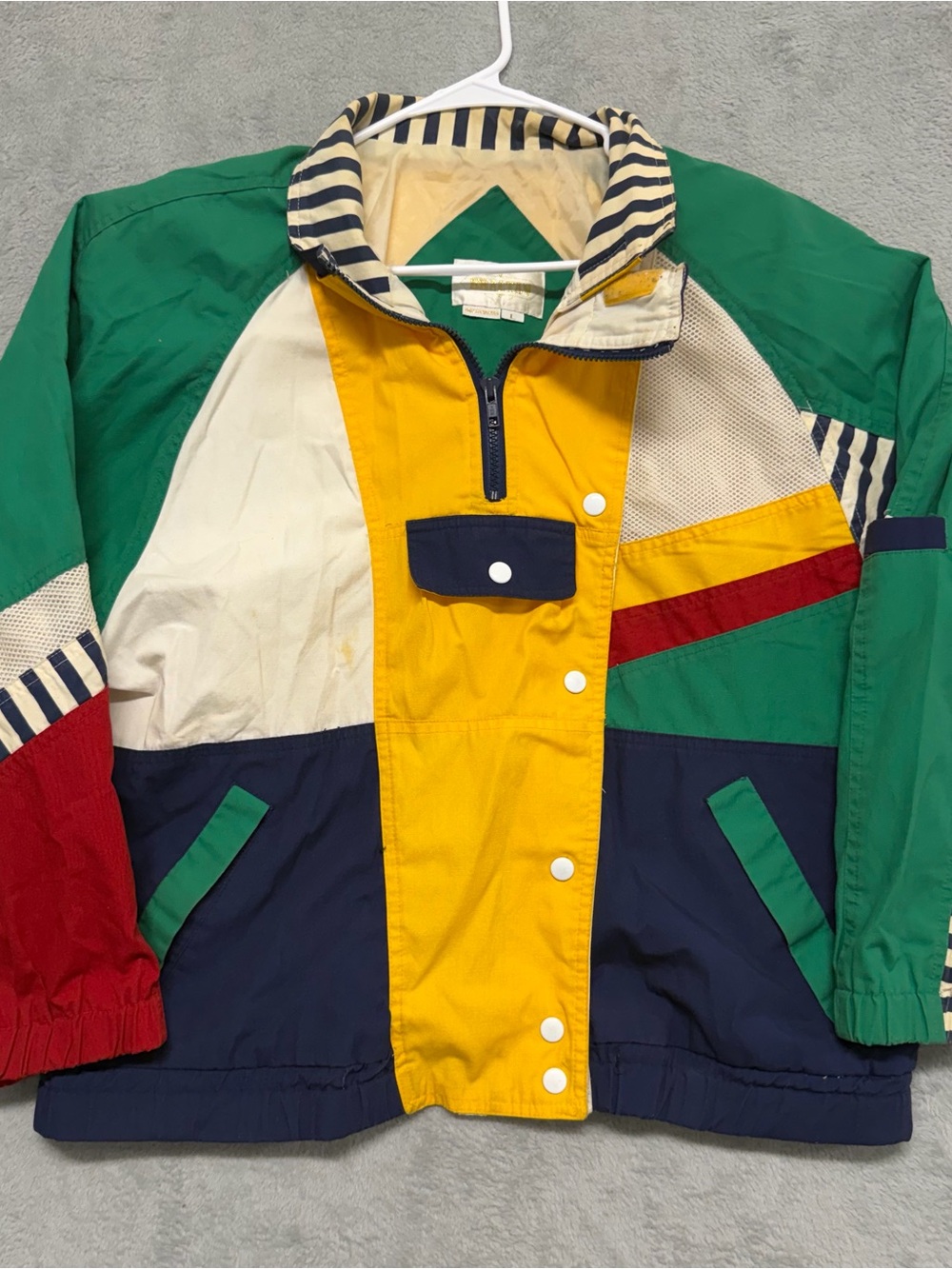 Vtg 90s Braetan Windbreaker Jacket Colorblock Striped Nylon Hip Hop Adult Large